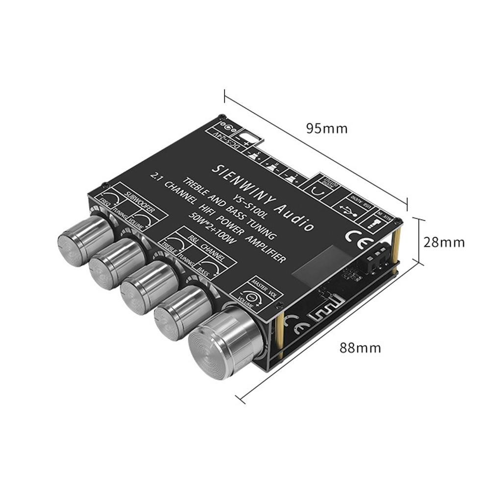 Portable BT Power Amplifier Module Multifunctional 2.1 Channel Power Amp Board Stereo Subwoofer Amplifier Board