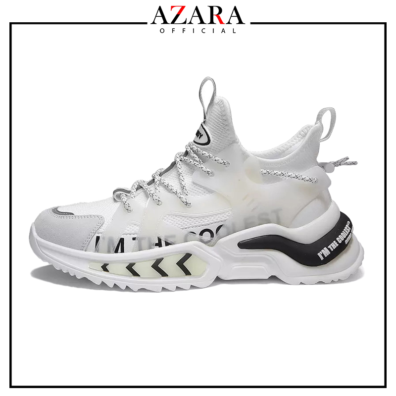 Giày Thể Thao Nam AZARA - Giày Sneaker Màu Xám - Đen - Trắng, Giày Thể Thao Nam Sneaker, Đế Cao, Phối đồ Cực Chất - G5105