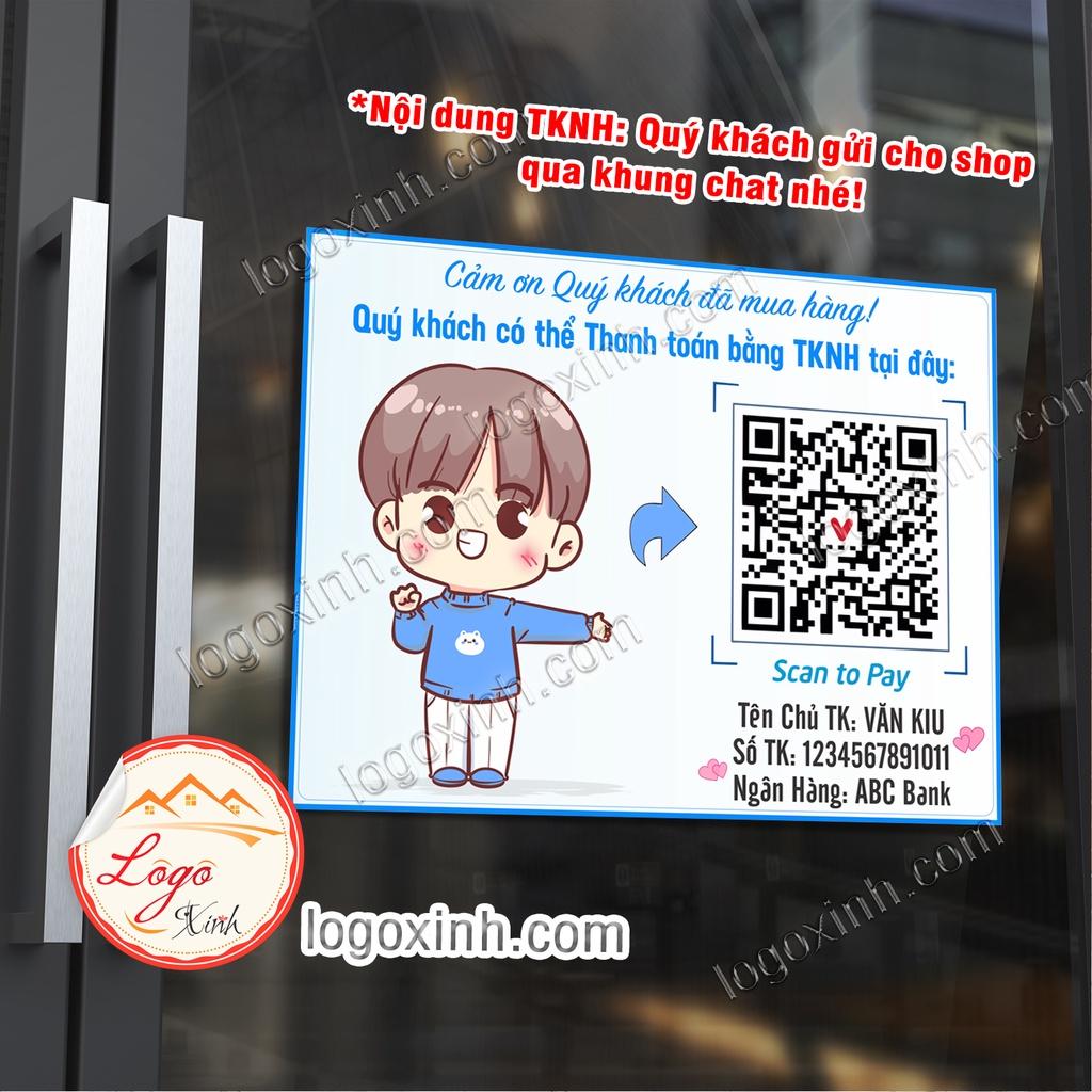 Tem Sticker Dán Mã Quét QR Code Chibi Dễ Thương Ghi Tài Khoản Ngân Hàng, Mã QR Để Chuyển Tiền Cho Quầy Quán,Cửa Hàng....