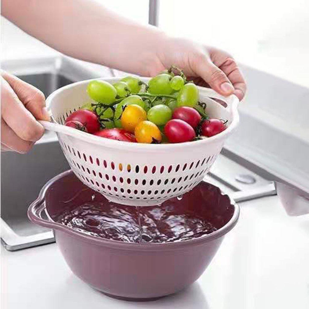 GD413 bộ 3 rổ 2in1 kèm chậu nhỏ gọn xinh xắn tiện lợi
