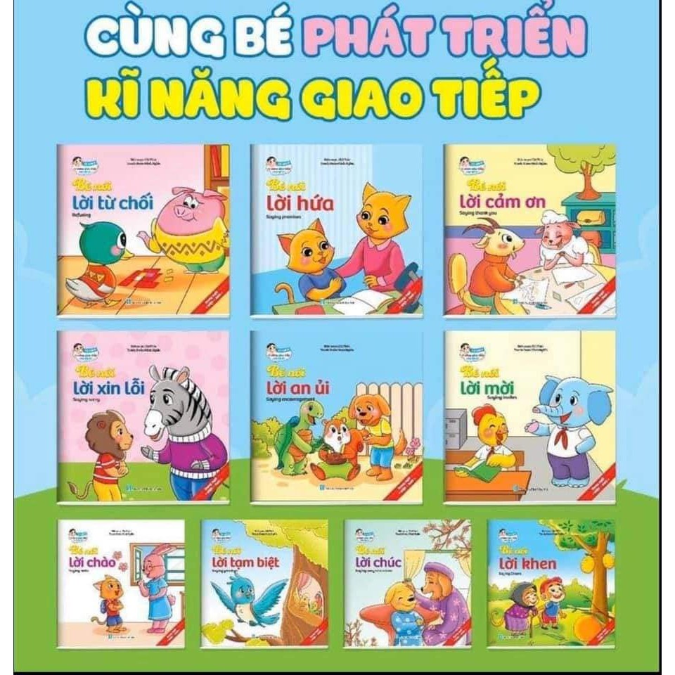 Sách song ngữ kỹ năng giao tiếp set 10 cuốn kèm túi đựng