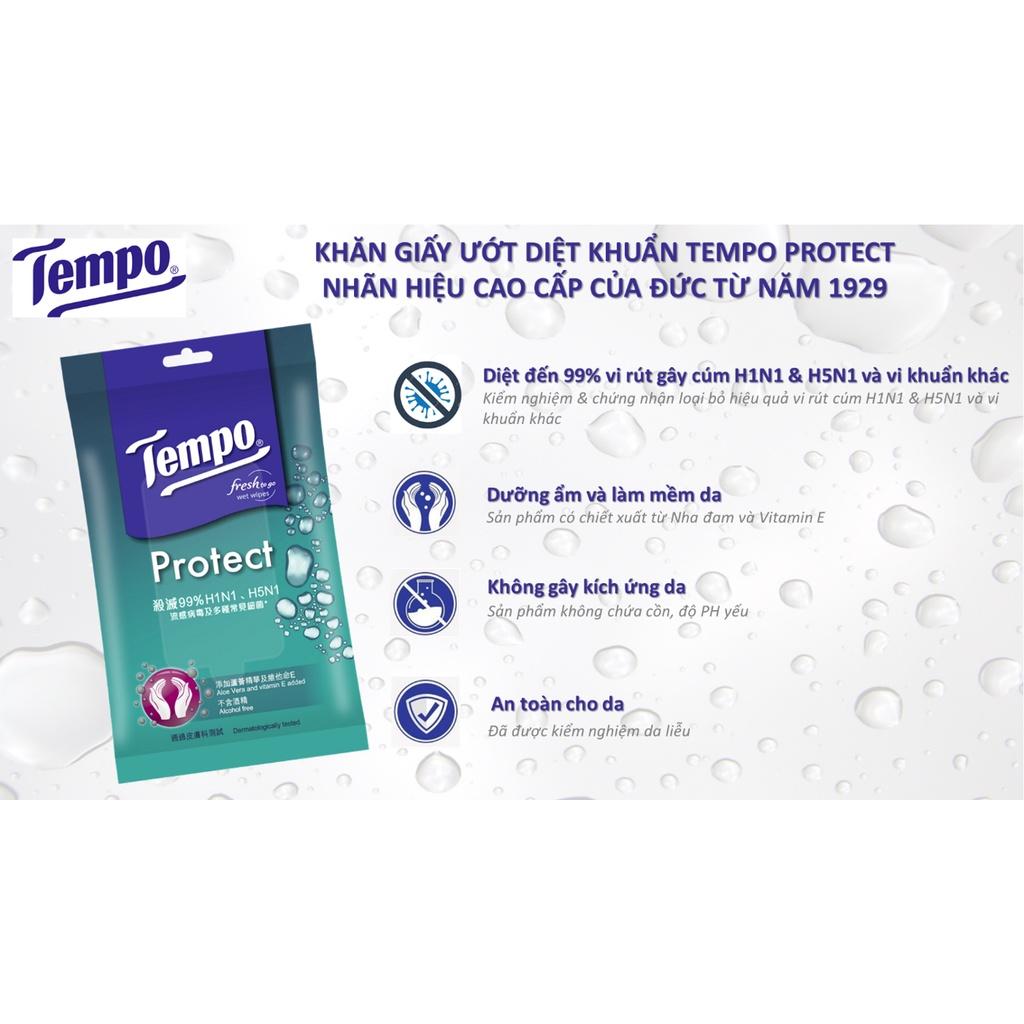 [MUA 5 GÓI TẶNG 1 GÓI] Khăn giấy ướt cao cấp Tempo Wet Wipes - Diệt khuẩn 99% - Thương hiệu Đức