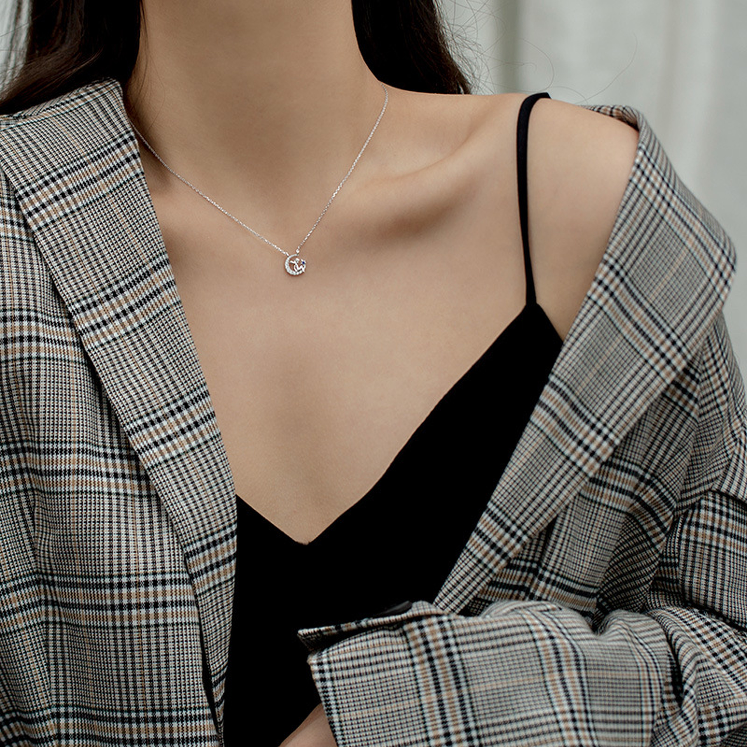 Dây chuyền bạc nữ cao cấp vòng cổ bạc mặt Chú Cuội ngồi cung trăng