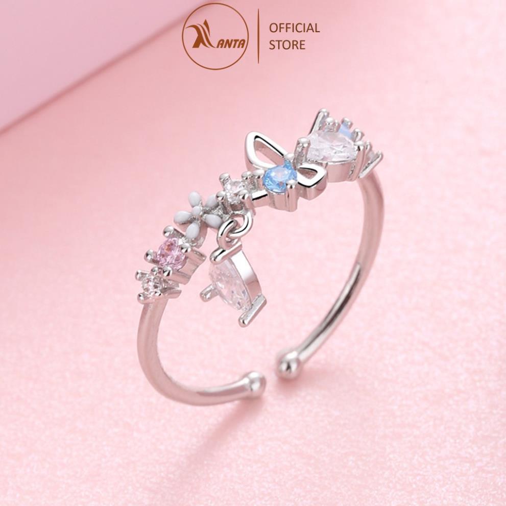 Nhẫn hoa, đính đá pha lê nhân tạo cá tính cho nữ ANTA Jewelry ATJ7034