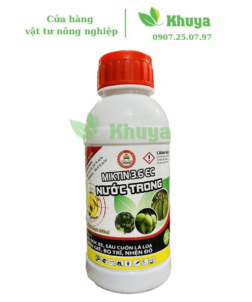 Thuốc trừ sâu Miktin 3,6EC nước trong 450ml Đặc trừ sâu cuốn lá - Bọ trĩ - Nhện đỏ