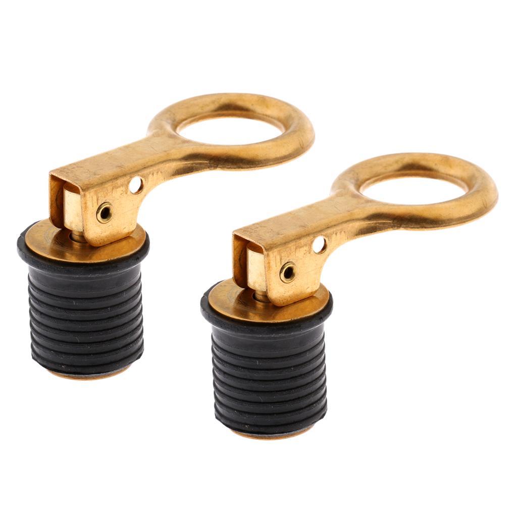 2Pcs Boat Baitwell   Brass Drain Plug For 1" Hose Boat Marine