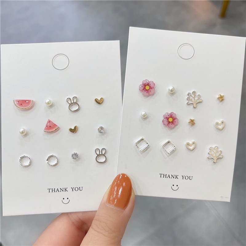 Set khuyên tai hàn quốc nhiều mẫu - set khuyên tai đơn giản