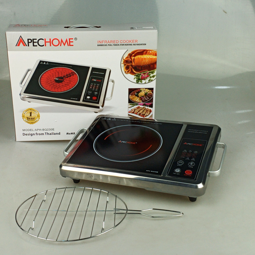 Bếp Hồng Ngoại 2000W Apechome APH-BQ230E Mặt Kính Cường Lực Không Kén Nồi Dùng Nấu Lẩu,Nướng,Chiên,Xào,Nấu,Hâm,Hầm Đa Năng-Hàng Chính Hãng