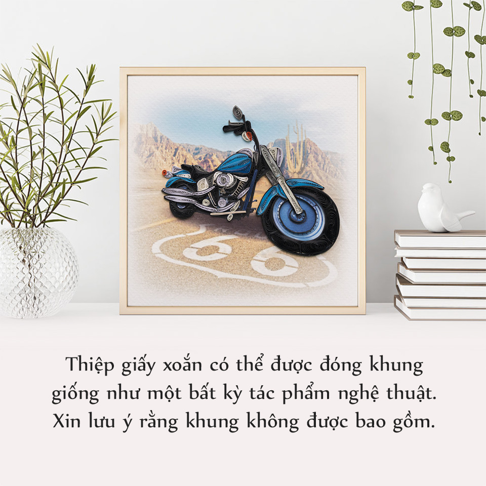 Thiệp Giấy Xoắn - Xe Mô Tô Xanh - NCC-T1502