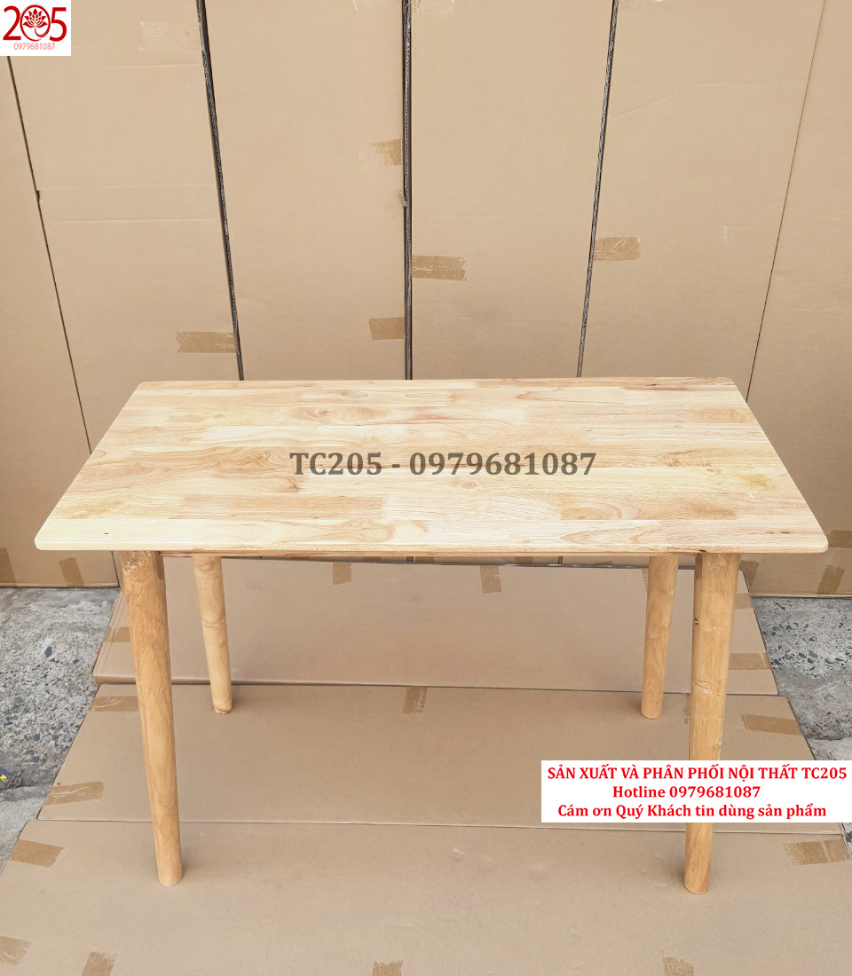 BÀN LÀM VIỆC, BÀN HOC SINH GỖ CAO SU 100% - 4 chân tròn