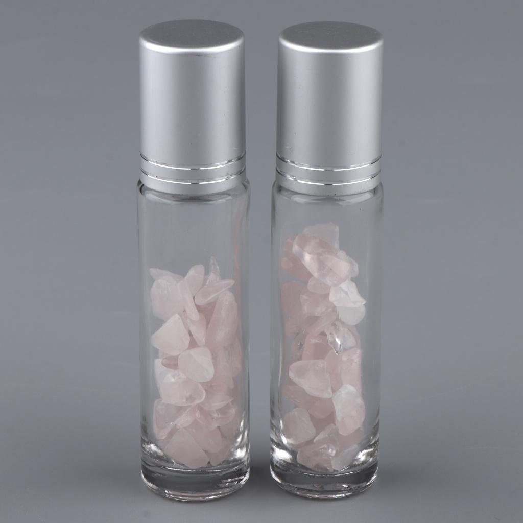 4 Pieces 10ml Empty Glass Oils Perfume Aromatherapy Roll-on Bottles Pink+Purple