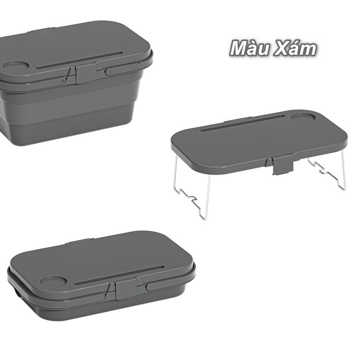 Thùng quai xách tích hợp bàn ăn đựng đồ du lịch cắm trại Storage Table Box - có thể xếp gọn