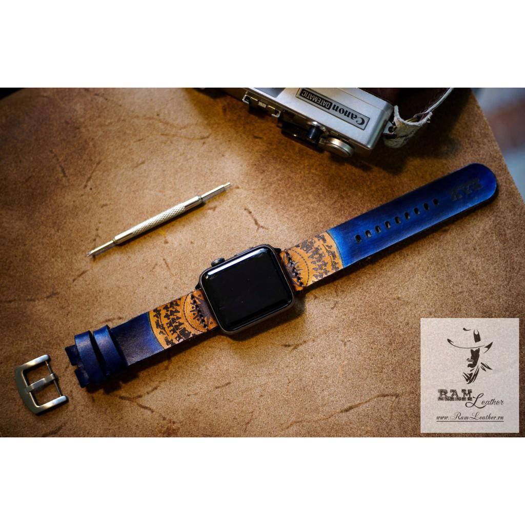 DÂY APPLE WATCH TRỐNG ĐỒNG DA BÒ Ý VEGTAN XANH NAVY - RAM SIMPLE TRỐNG ĐỒNG - ĐỦ SIZE