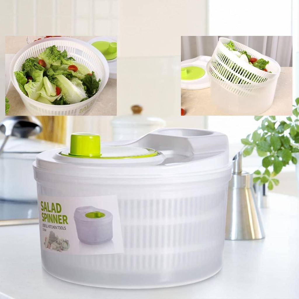Bổ rổ quay rau sống, bộ rổ xoay rau ly tâm làm ráo nước nhanh, size 23cm
