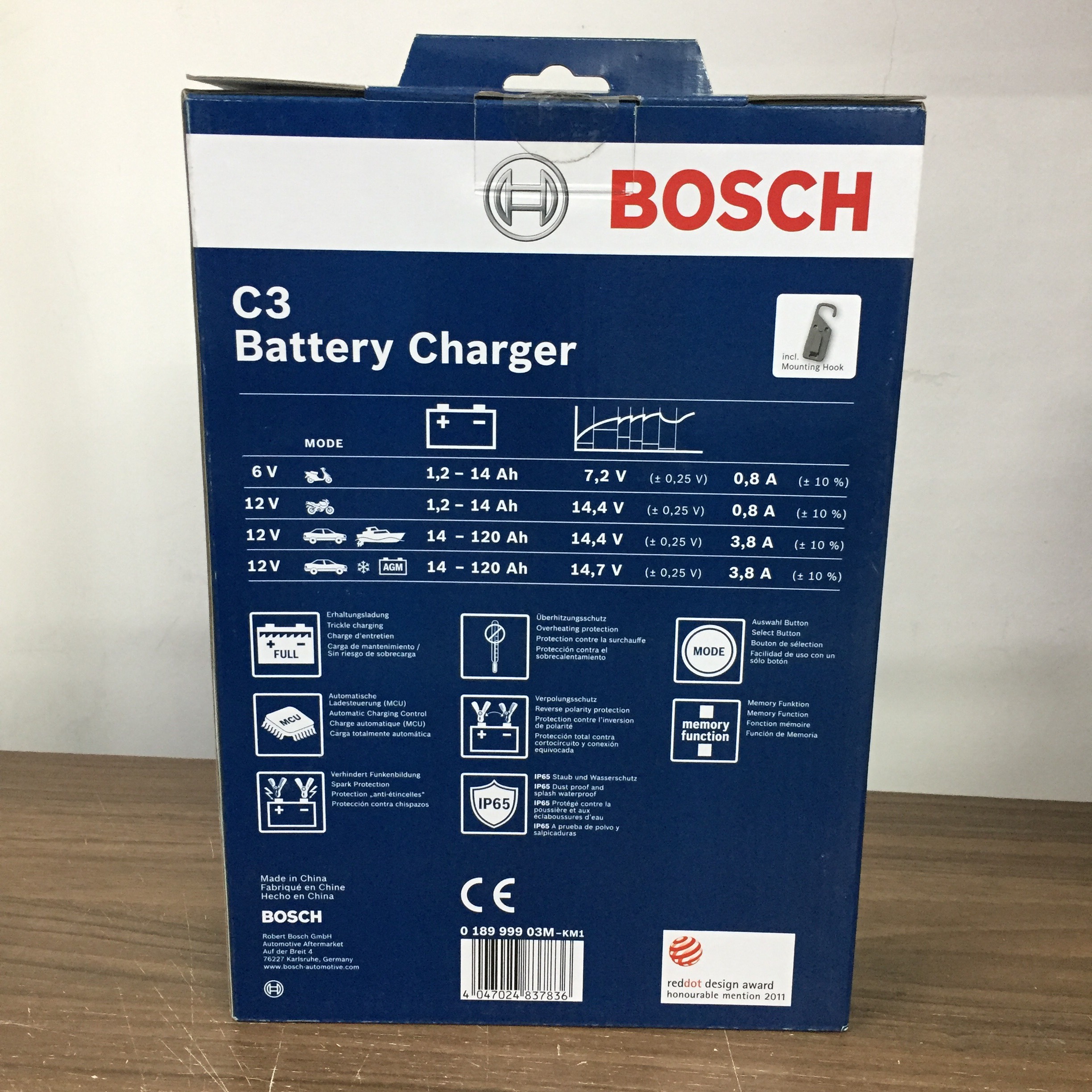 Máy Sạc Bình Ắc Quy BOSCH C3 Cho Ô Tô Xe Máy (6V – 12V) – Có 04 Chế Độ Sạc - Hàng Chính Hãng