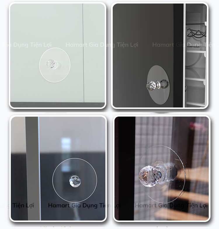 Miếng Dán Núm Tủ Ngăn Kéo Acrylic Móc Tay Kéo Cửa Sổ Tủ Lạnh Siêu Dính Không Khoan Tiện Lợi
