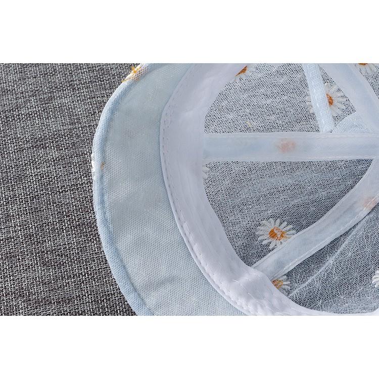 Mũ vành tròn cho bé từ 4 đến 12 tháng có nơ và họa tiết hoa cúc