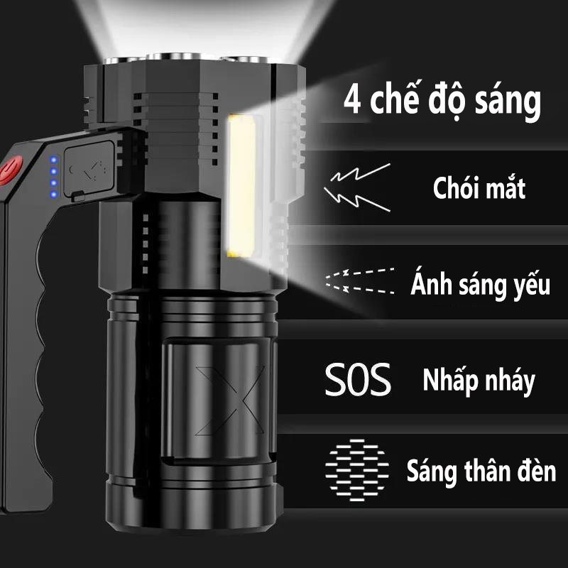 Đèn Pin Siêu Sáng Cầm Tay Chắc Chắn 4 Chế Độ Sáng Tiện Dụng