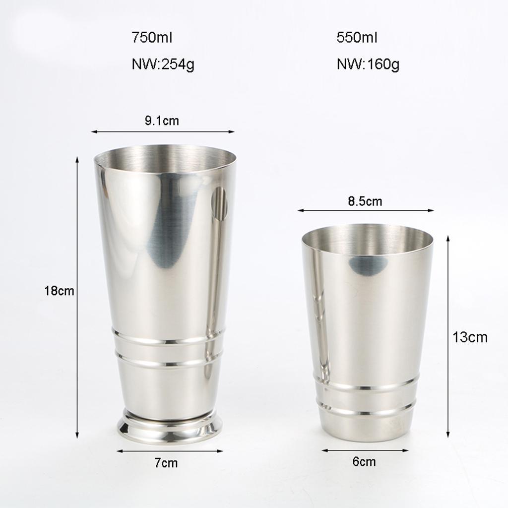 Cocktail Shaker Set Two-Piece Pro Boston Shaker Martini Drink Shaker Silvery