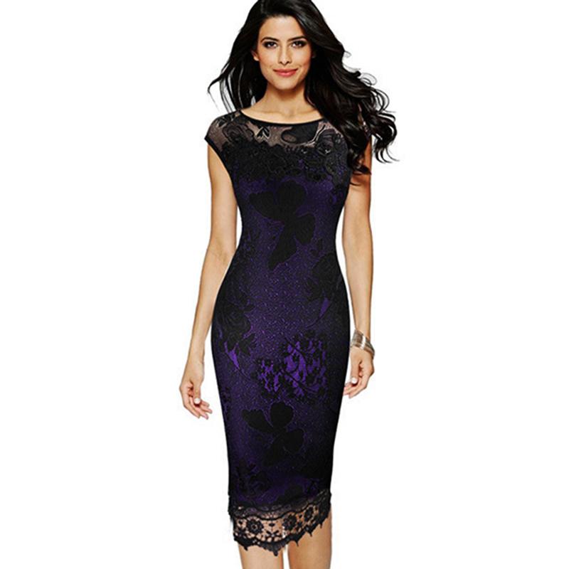 Sexy Women Crochet Lace Dress O Neck Floral Butterfly Embroidery Sleeveless Lined Zipper Evening Party Night Club