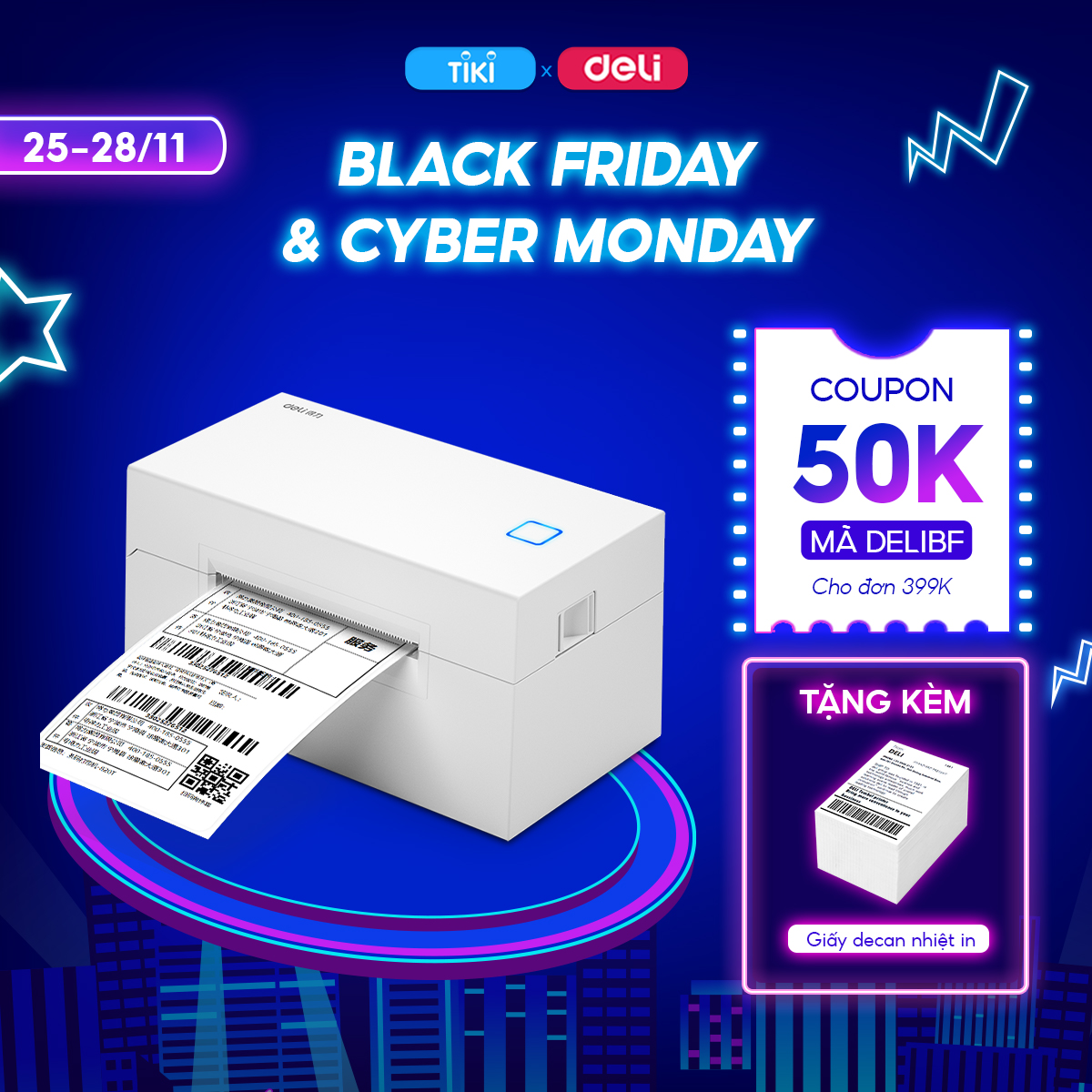 Máy In Đơn Hàng Khổ A6/A7 Hóa Đơn Chuyên Dùng Tmđt Deli -1 Đơn Mỗi Giây - Phụ Kiện Máy In - DL760 DL770 - Hàng Chính Hãng