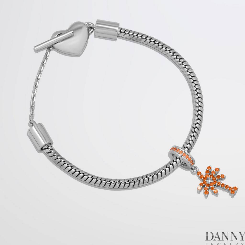 Charm Bạc 925 Danny Jewelry Đính Đá Màu - Biểu tượng Cây Dừa PK011S Xi Rhodium