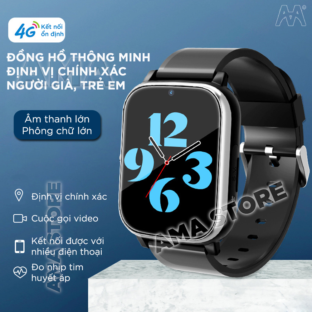 Đồng hồ Thông minh Mini có Rung Gắn sim Định vị GPS, Wifi Đo huyết áp Nhịp tim nhắc nhở Vận động gọi Video call AMA Watch FA91S - Hàng nhập khẩu