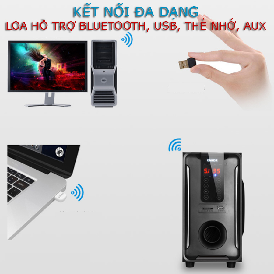 Combo Dàn Loa Gia Đình Cao Cấp 5.1 H3811B Kết Nối 3.5mm/Bluetooth/USB/SD card/Radio + Tặng Bàn Phím Chuột Đèn Led MS1061