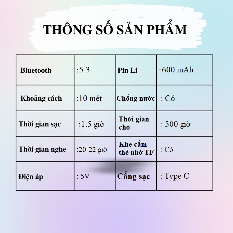 Tai Nghe Bluetooth Đeo Vai Thể Thao YYDS-168 (Hỗ trợ thẻ nhớ -thời gian sử dụng 20-22 giờ, thời gian chờ 300 giờ)