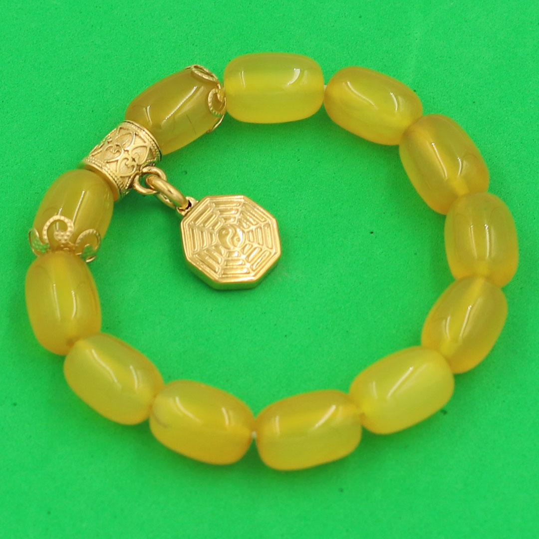 Vòng tay thạch anh vàng bầu bát quái VTAVBBQHKV12