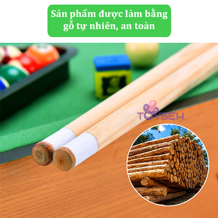 Bàn bida mini loại lớn bằng gỗ 6 lỗ 16 bi - Bàn bi-a người lớn 2 cơ - Đồ chơi trẻ em bàn bi da phăng 2 người chơi - Quà tặng sinh nhật cho bé