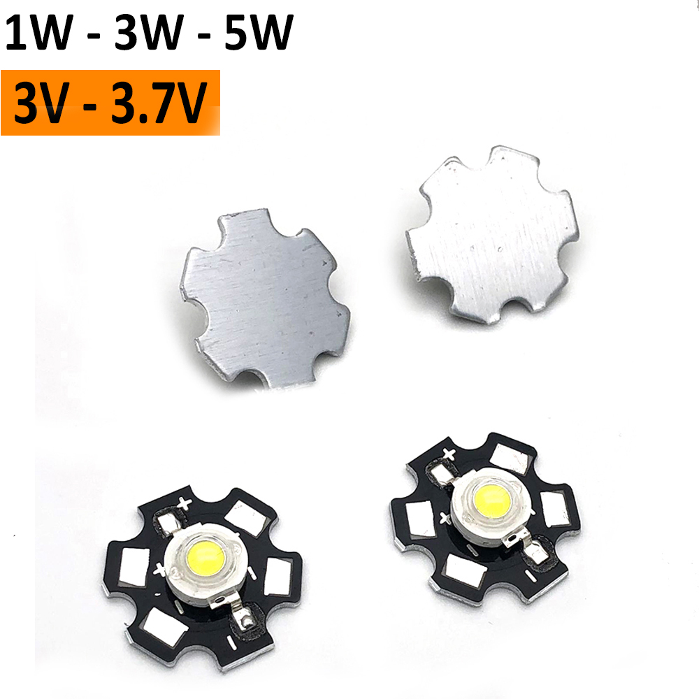 Chip Led, Bóng Led 3V-3.7V (1W - 3W - 5W) đã hàn sãn đế tản nhiệt 20mm