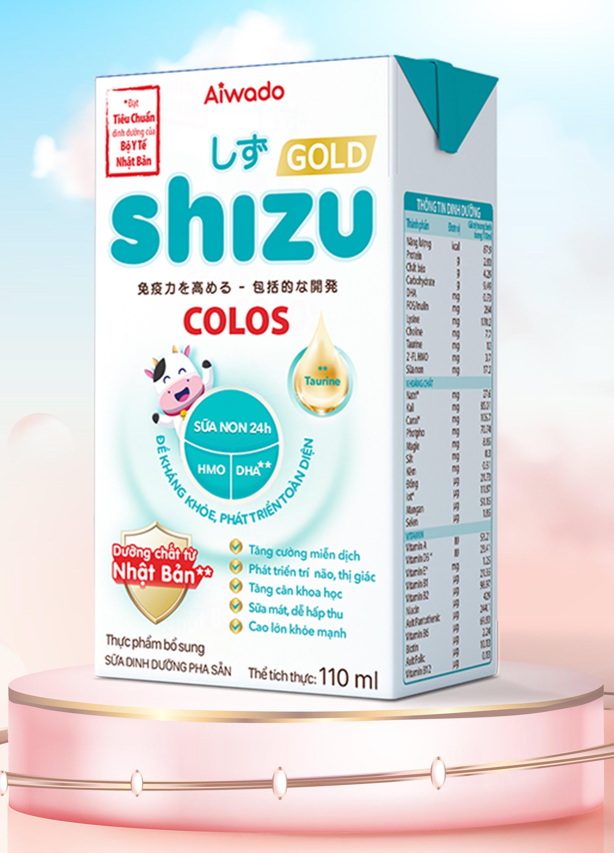 Thùng sữa bột pha sẵn Aiwado Shizu Colos Gold thùng 48 hộp 110ml (48 hộp x 110ml)