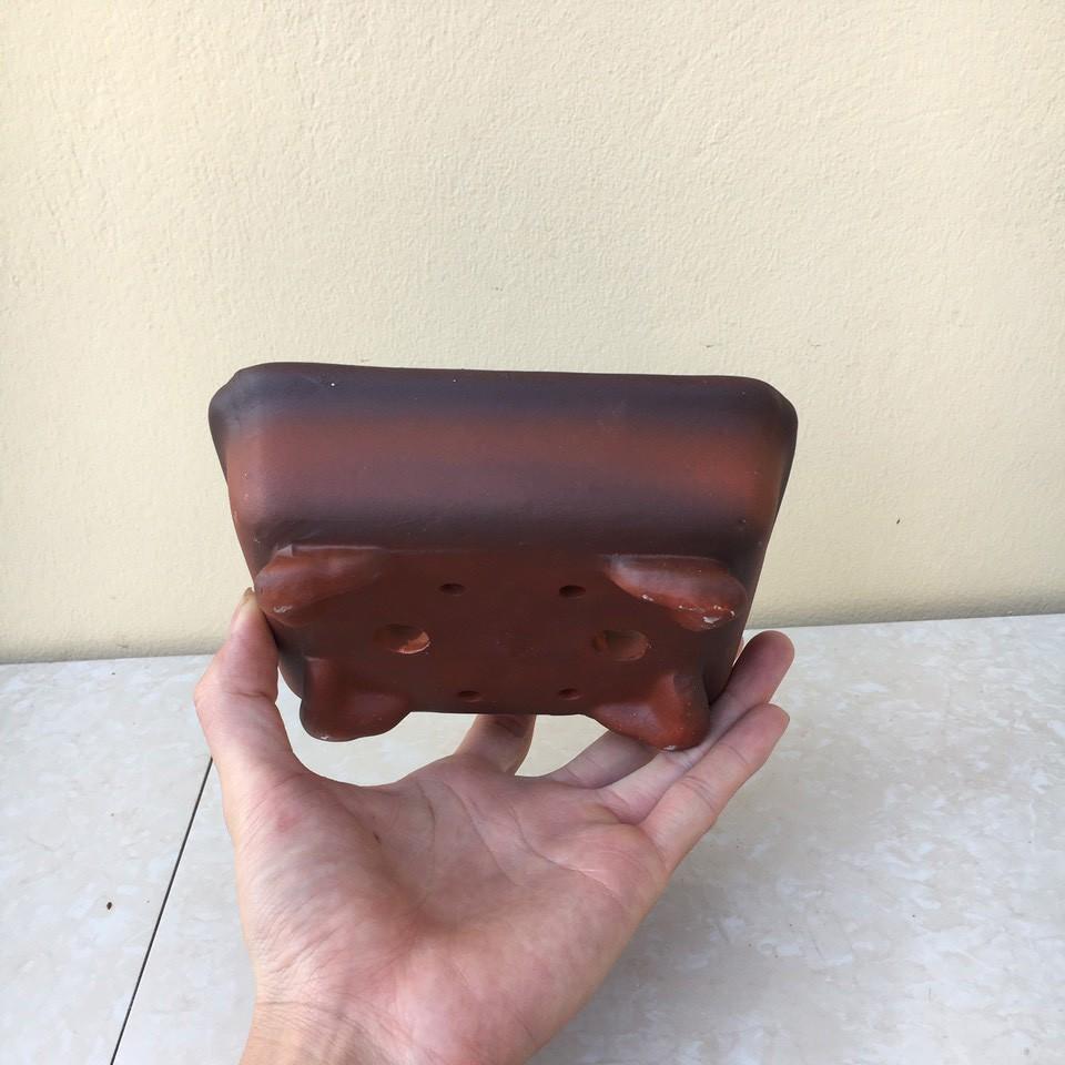 Chậu bonsai Chữ nhật mini đất nung gốm Bát tràng 1 size BM-39