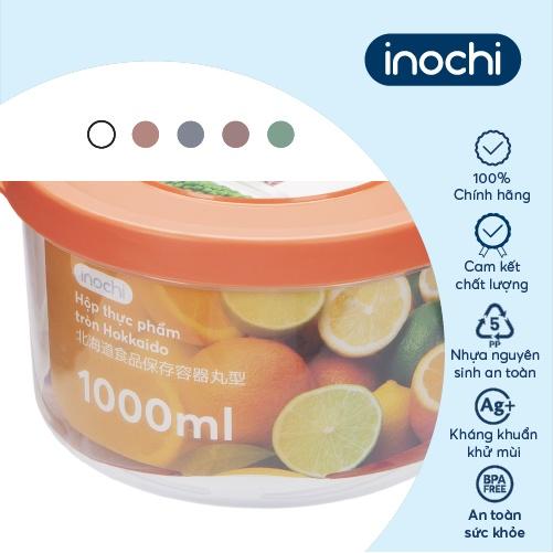 Hộp thực phẩm tròn Inochi - Hokkaido 1000ml màu Xanh/Hồng/Cam