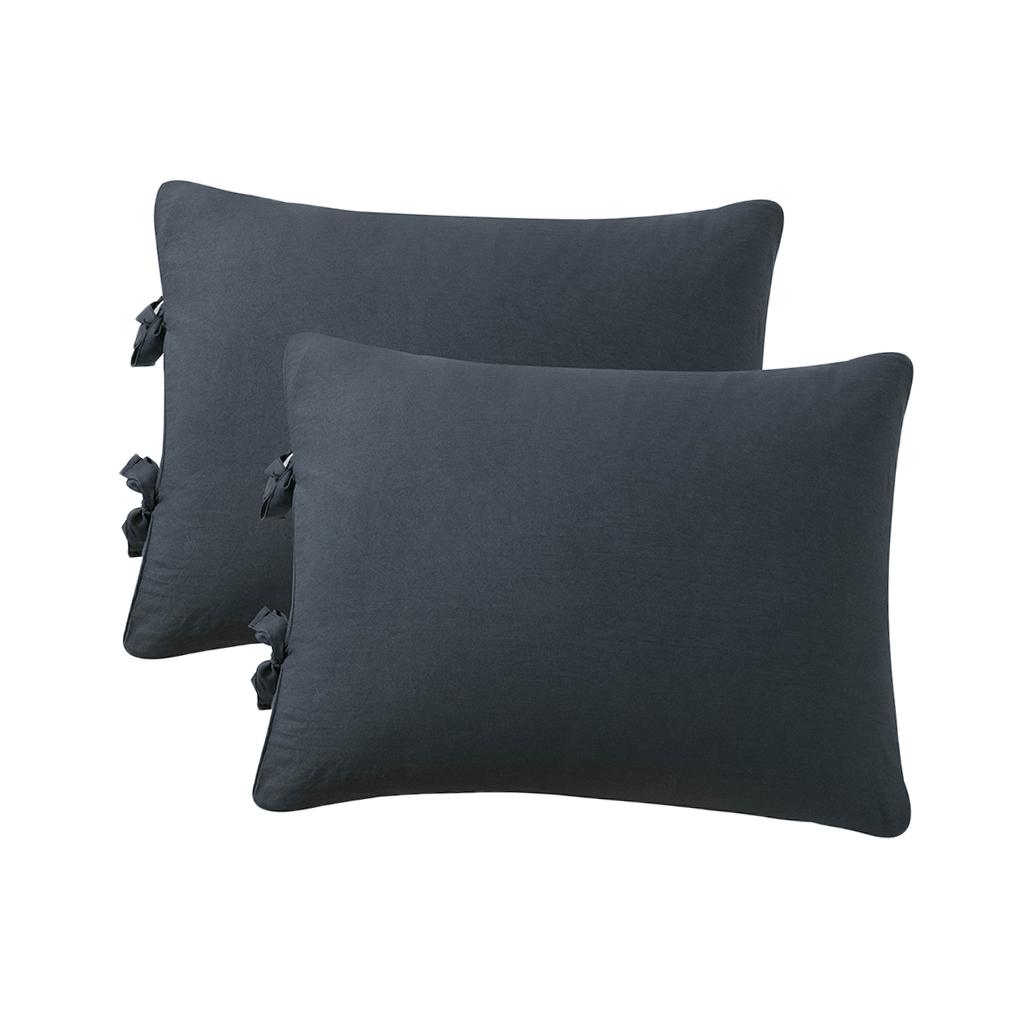 Solid Color Polyester Pillow Case Cushion Cover with Ties 2-in-1