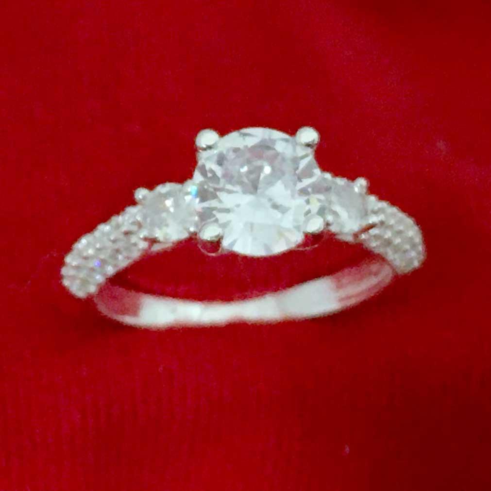 Nhẫn nữ bạc 925 gắn kim cương nhân tạo đá trắng Bạc Quang Thản - NNu41a (bạc