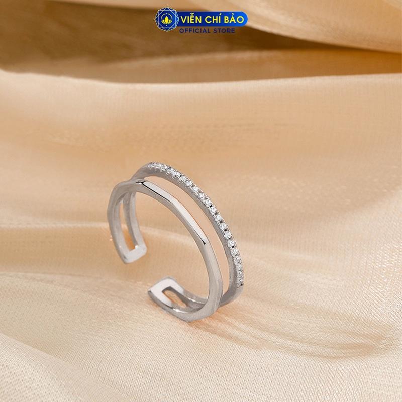 Nhẫn bạc nữ Parallel đính đá trắng chất liệu bạc 925 thời trang phụ kiện trang sức nữ Viễn Chí Bảo N000409
