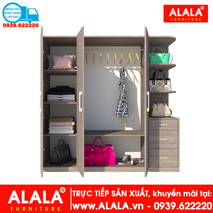 Tủ quần áo ALALA229 gỗ HMR chống nước - www.ALALA.vn - 0939.622220