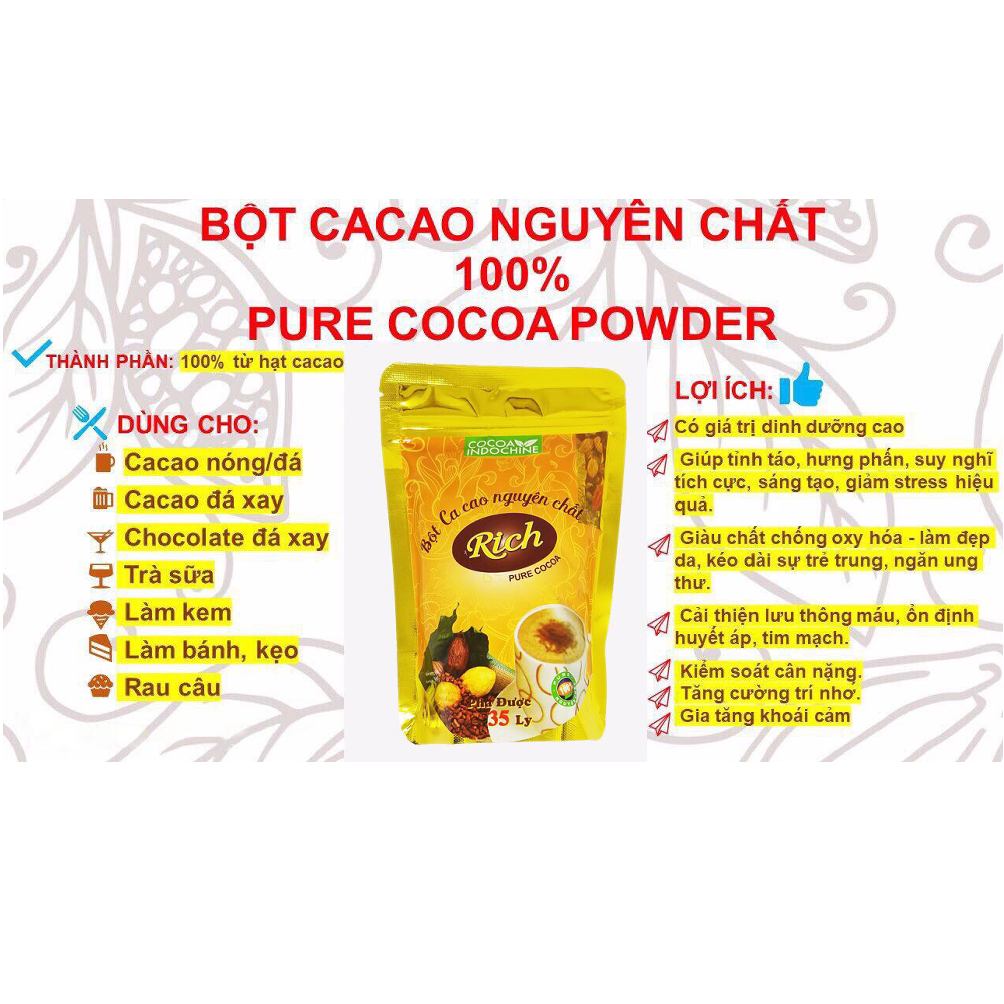 Bột Cacao nguyên chất Rich