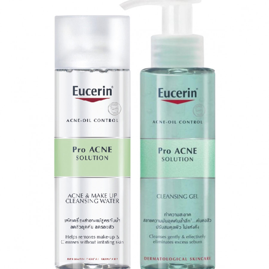 COMBO TẨY TRANG SẠCH SÂU VÀ GIẢM MỤN EUCERIN PRO ACNE MICELLAR WATER 200ML + EUCERIN PRO ACNE CLEANSING GEL 200ML