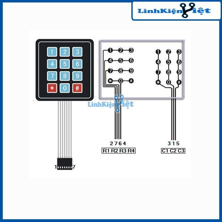 Bàn Phím Ma Trận Mềm 3x4 Keypad