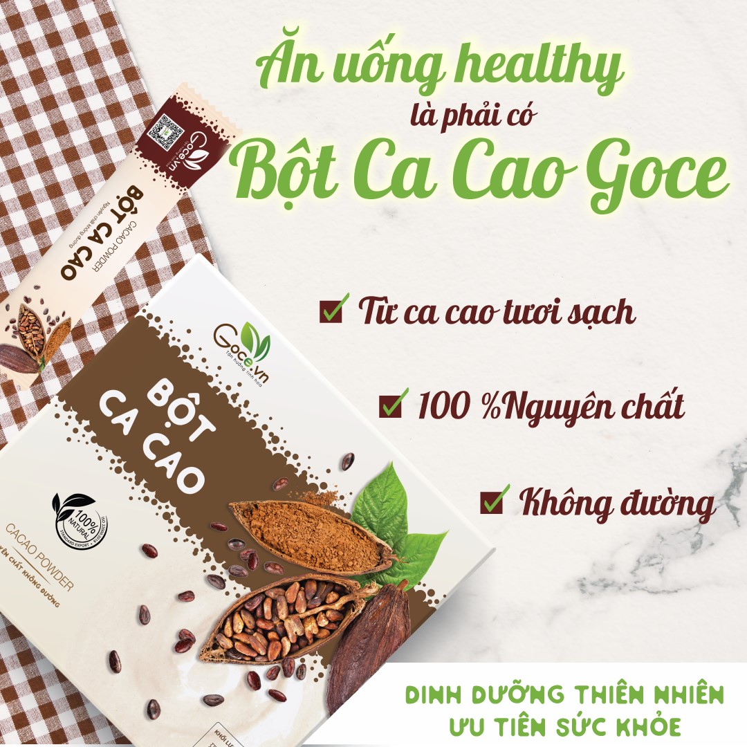 Bột ca cao nguyên chất Goce - 180g (18 gói x 10g)