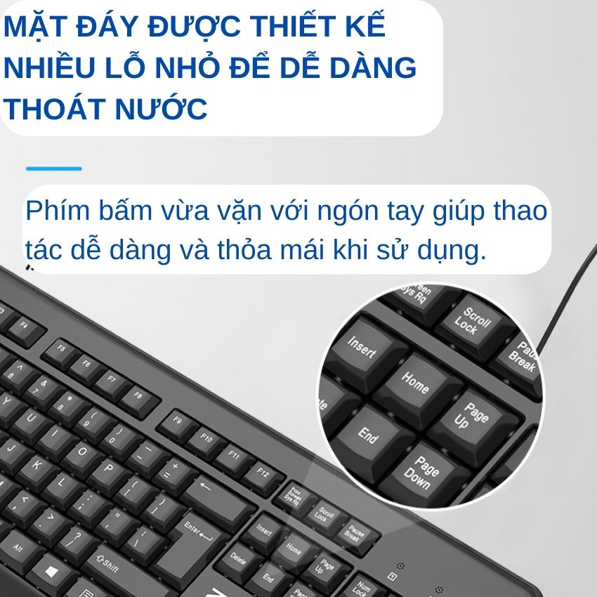 Bộ bàn phím và chuột máy tính có dây KM40 giá rẻ bấm êm siêu bền dùng cho văn phòng