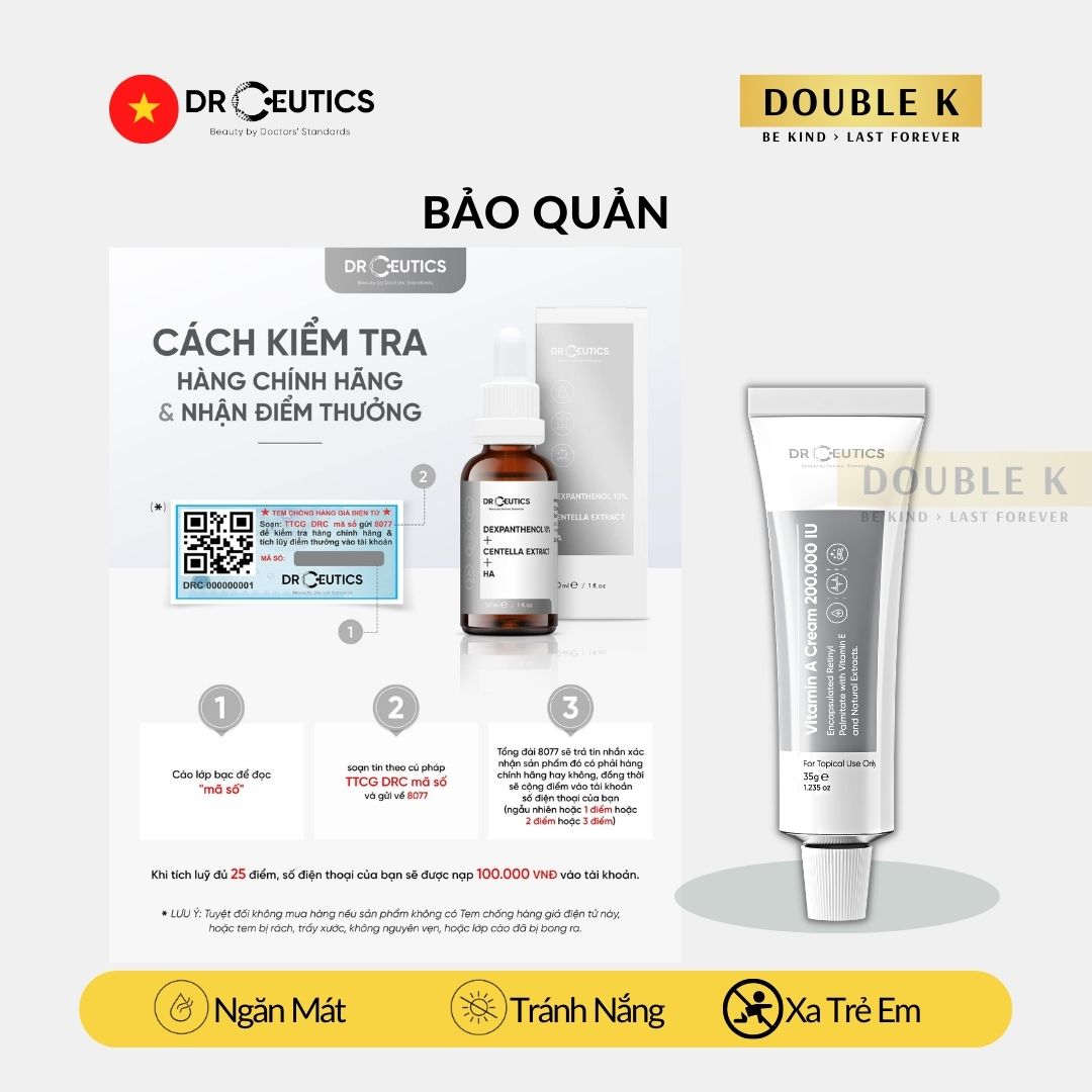 Kem Dưỡng Trẻ Hóa Da DrCeutics Vitamin A Cream 200.000 IU - Double K