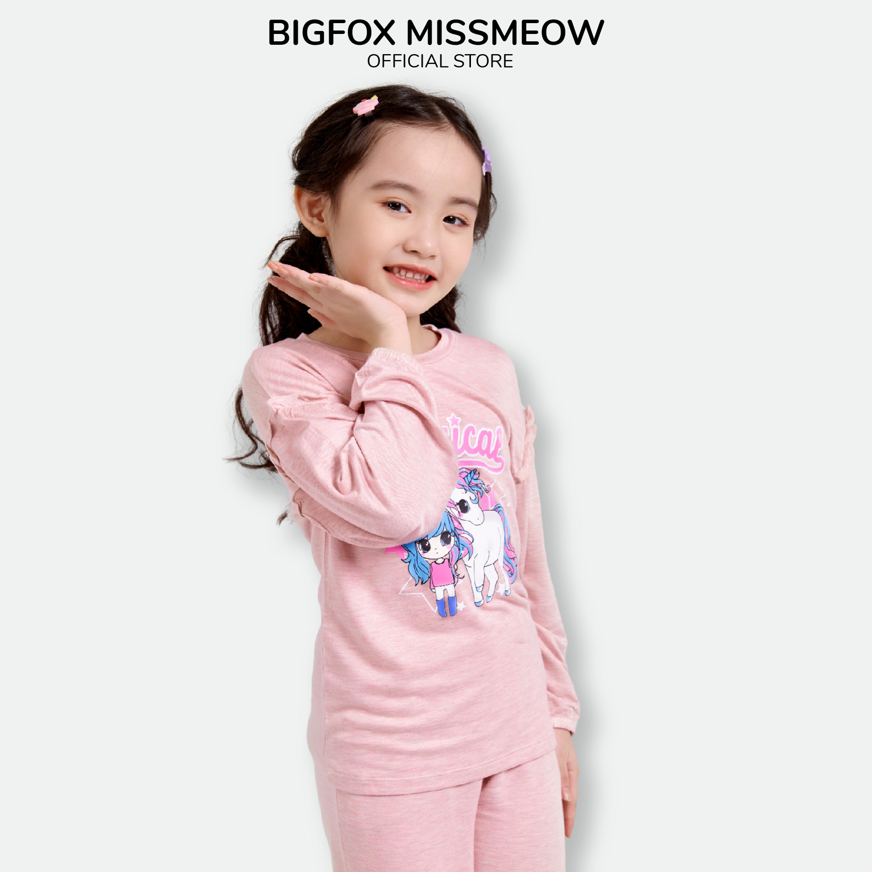 Bộ dài tay bé gái BIGFOX - MISS MEOW size đại, bộ thu đông cho bé phong cách Hàn Quốc in cô gái ngựa MAGICAL 11 - 38 kg