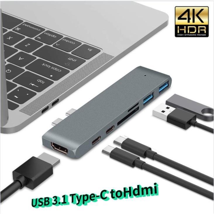 Hub chuyển đổi Usb 3.1 Type-C Hub Sang Hdmi HUB Chia Cổng 4k Thunderbolt 3 cổng usb type -khe cắm PD cho laptop táo Pro