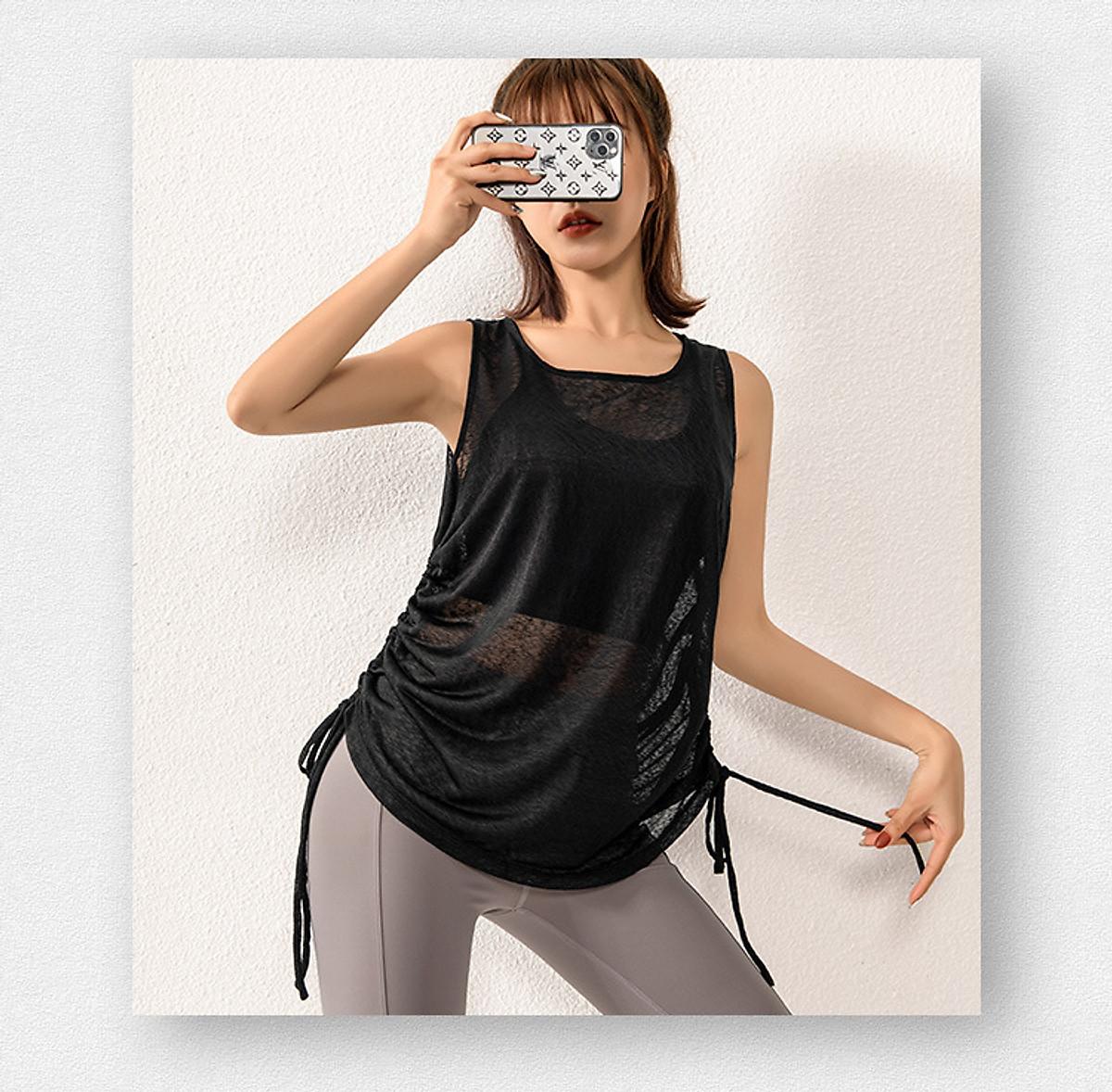 "NEW 2026" Áo Tank Top Dây Rút Thể Thao Nữ " HOT HOT" - Trắng