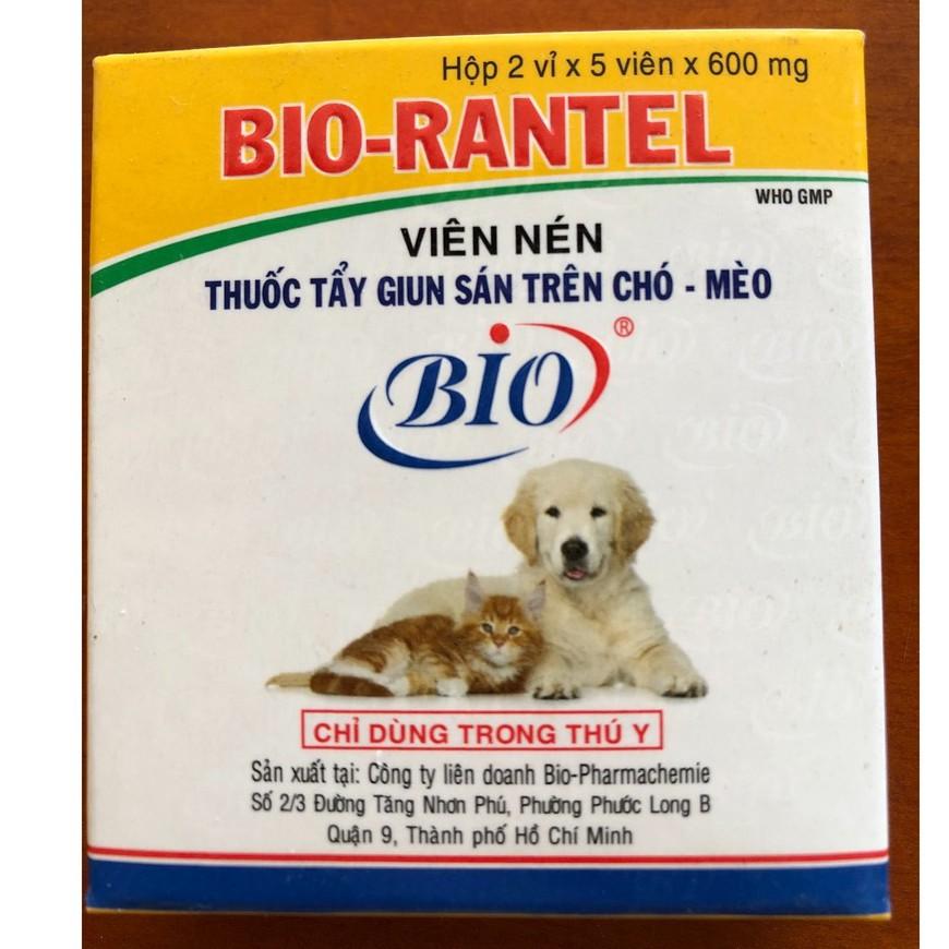 BIO RANTEL tẩy giun sán cho chó mèo - 1viên/5kg thể trọng - sổ giun cho chó mèo