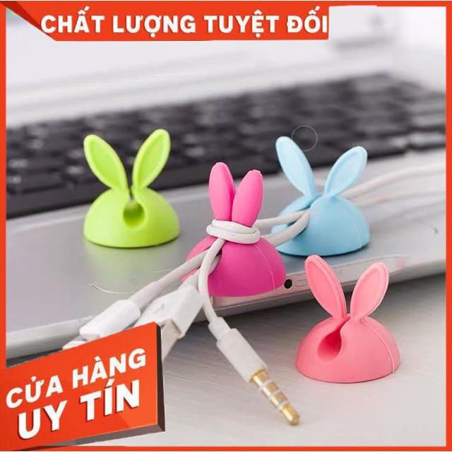 Combo 4 Kẹp Dây Điện Silicon Tai Thỏ con xinh xắn giữ dây cáp,dây điện,tai nghe điện thoại,laptop K136